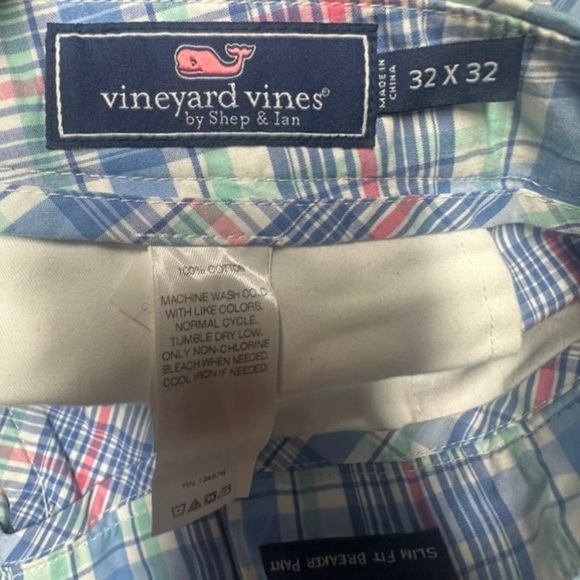 Vineyard Vines Men’s Seafeather Plaid Slim Fit Breaker Pants 32x32 NWOT - Picture 8 of 10